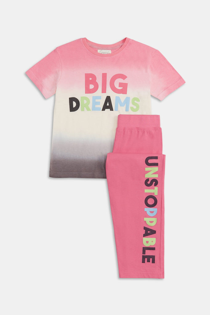 Girls' pink and white 'Unstoppable' pyjama set