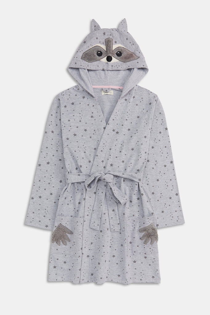 Girl grey comfortable racoon robe